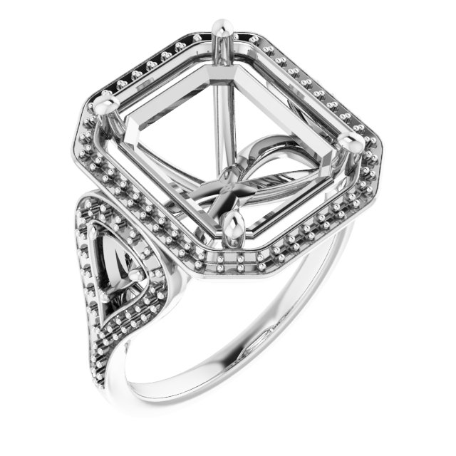 Three-Stone Halo-Style Engagement Ring