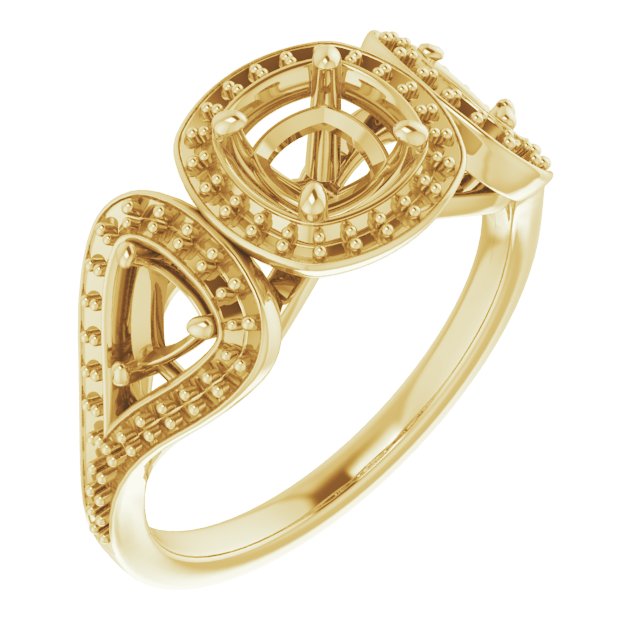 Three-Stone Halo-Style Engagement Ring