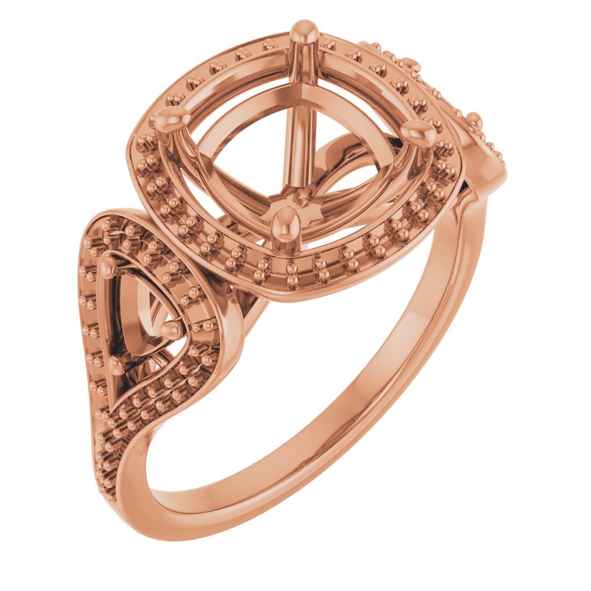 Three-Stone Halo-Style Engagement Ring
