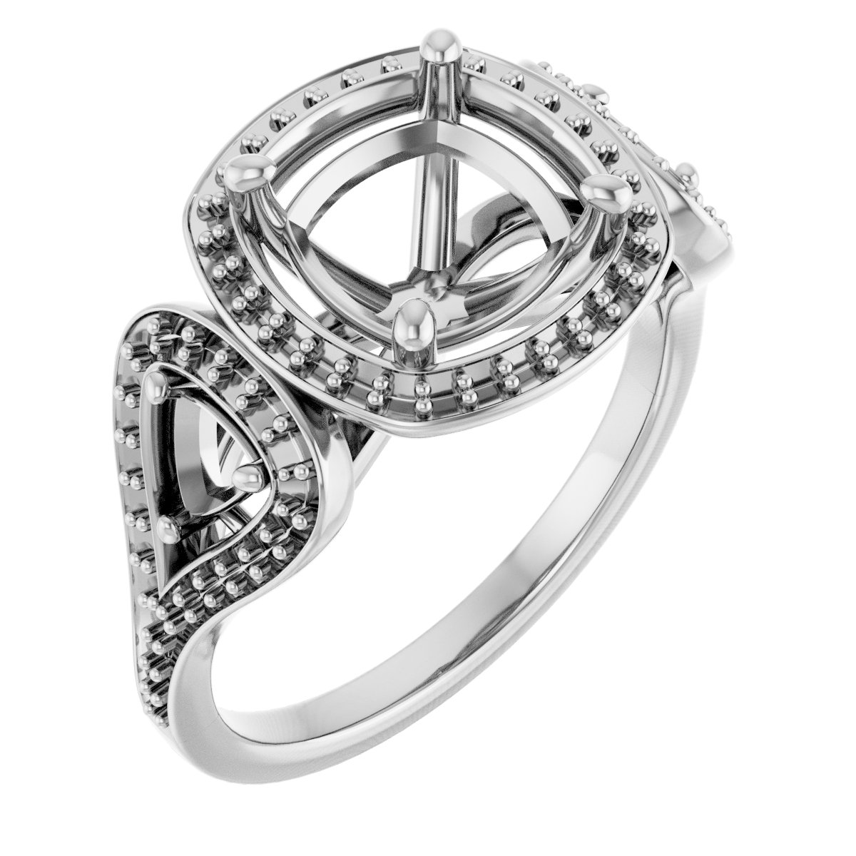 Three-Stone Halo-Style Engagement Ring