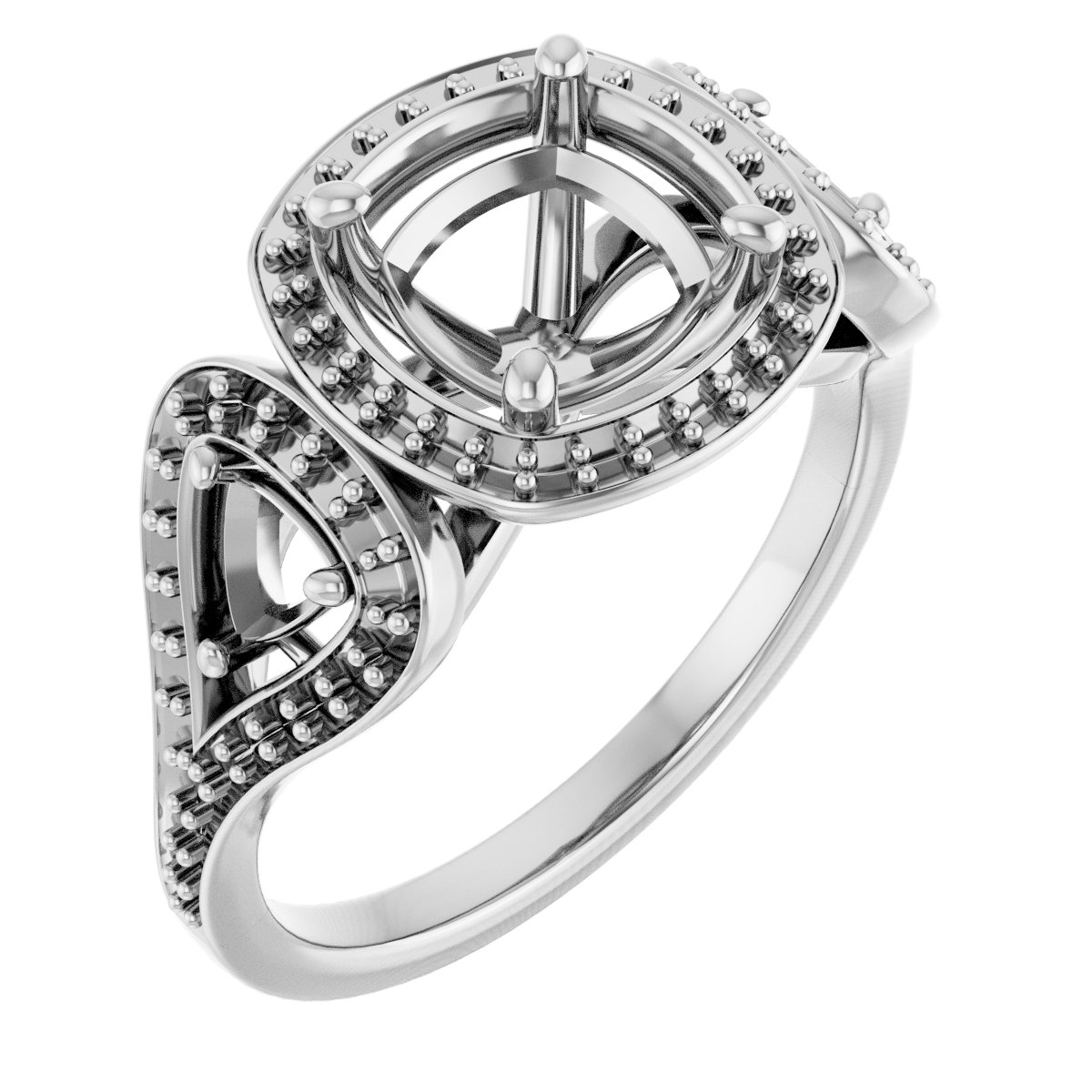Three-Stone Halo-Style Engagement Ring