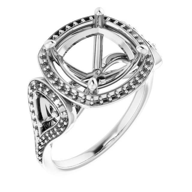 Three-Stone Halo-Style Engagement Ring
