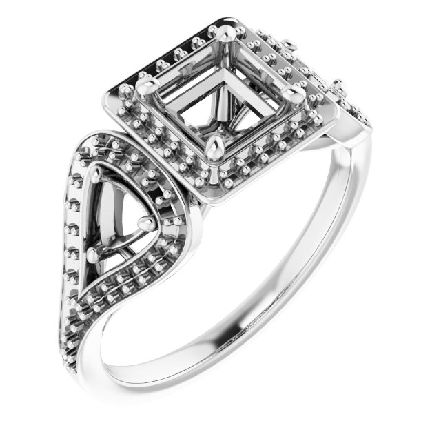 Three-Stone Halo-Style Engagement Ring