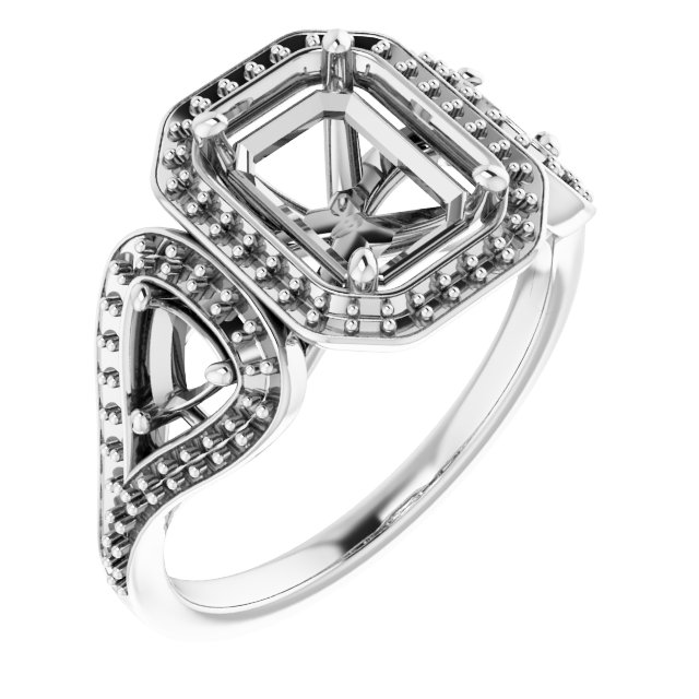 Three-Stone Halo-Style Engagement Ring
