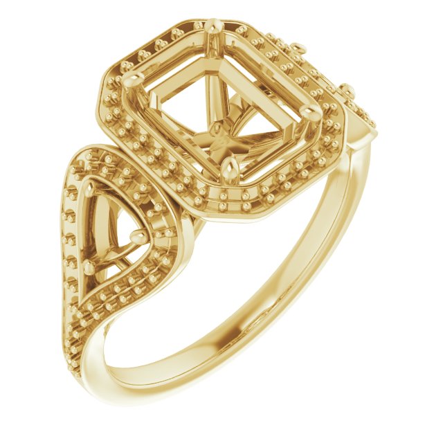 Three-Stone Halo-Style Engagement Ring