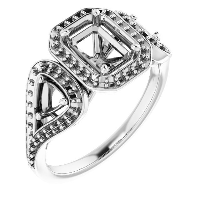 Three-Stone Halo-Style Engagement Ring