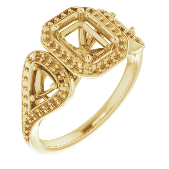 Three-Stone Halo-Style Engagement Ring