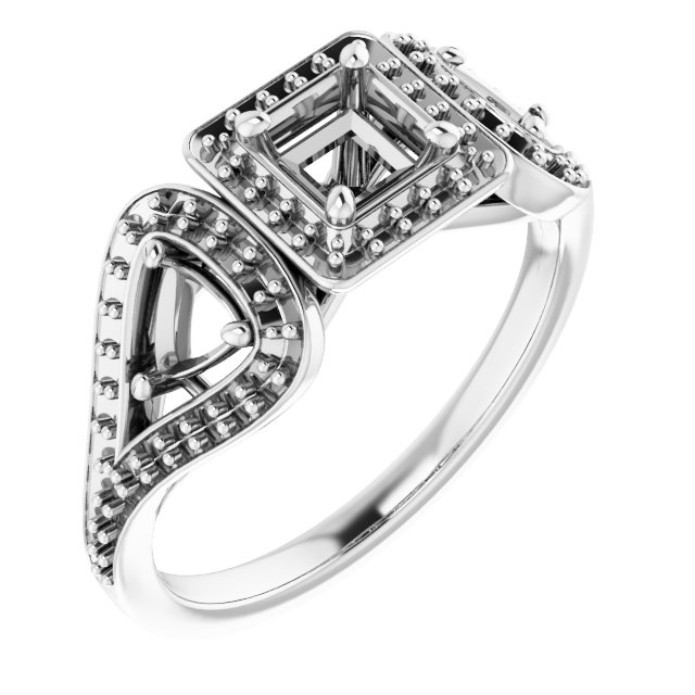 Three-Stone Halo-Style Engagement Ring