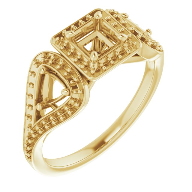 Three-Stone Halo-Style Engagement Ring