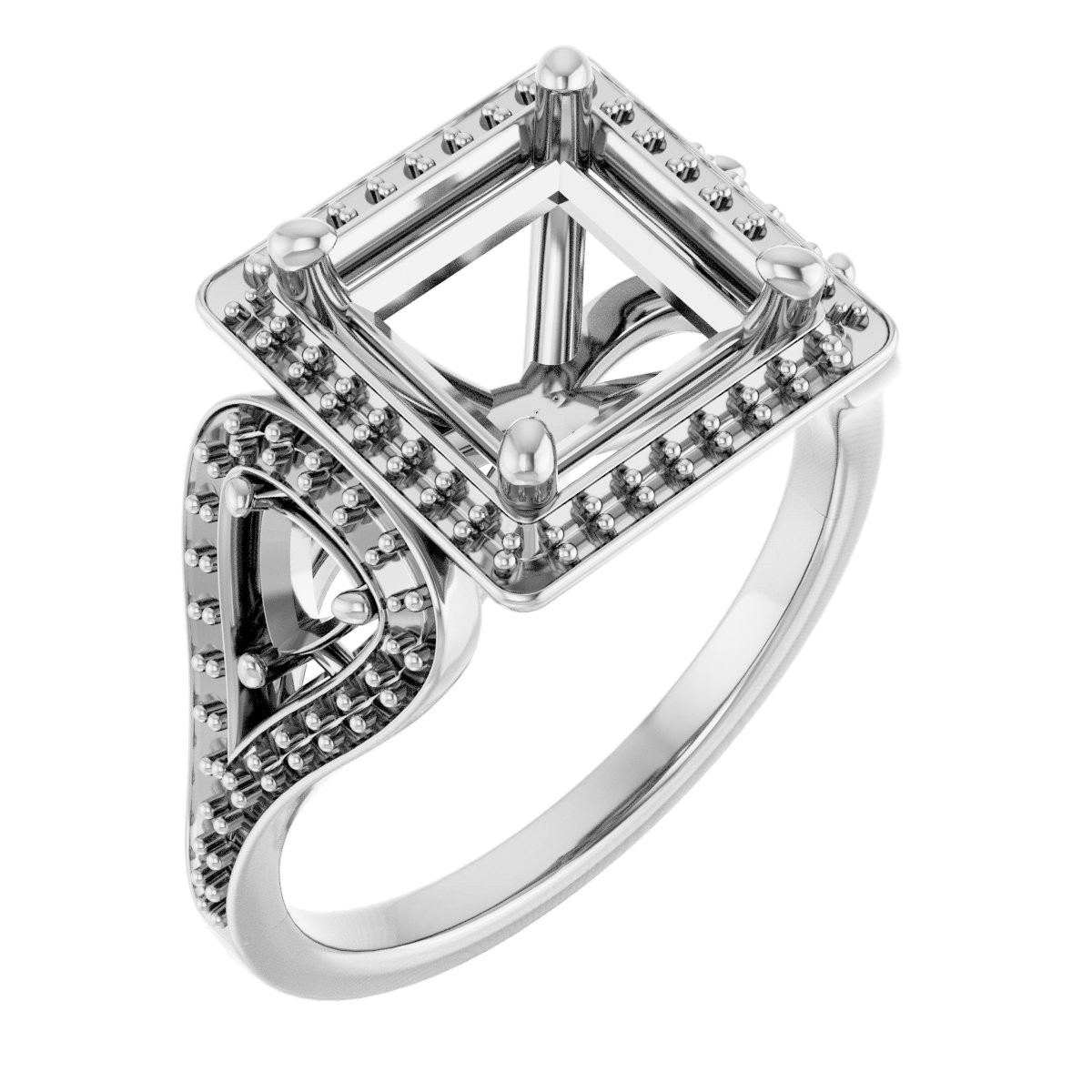 Three-Stone Halo-Style Engagement Ring