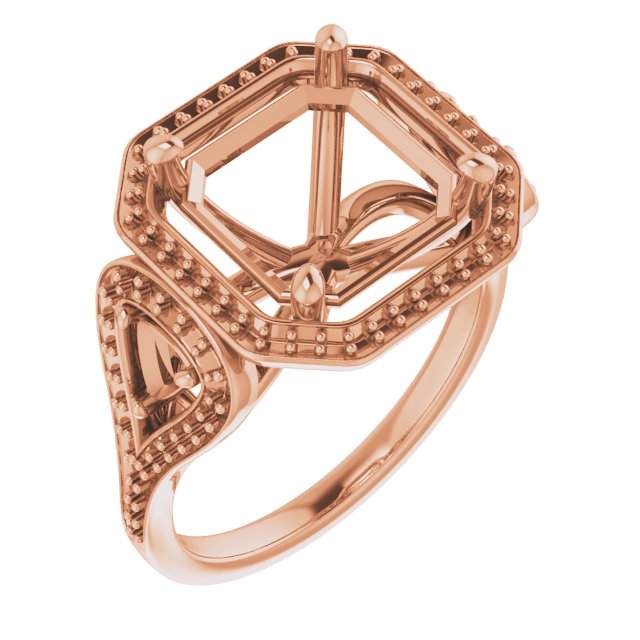 Three-Stone Halo-Style Engagement Ring