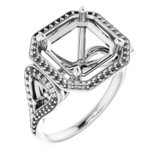 Three-Stone Halo-Style Engagement Ring