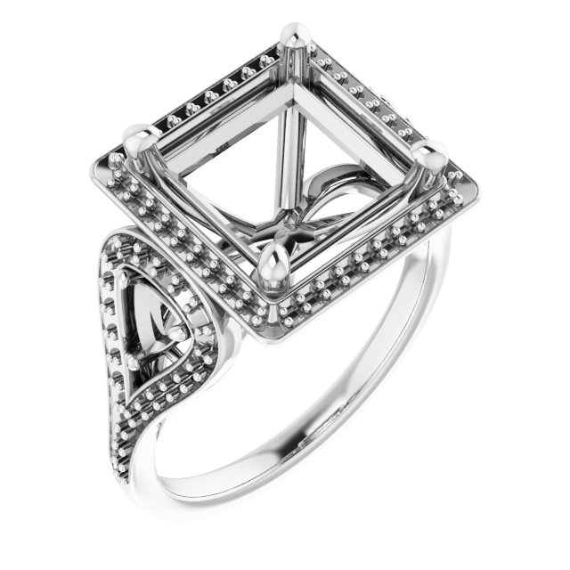 Three-Stone Halo-Style Engagement Ring