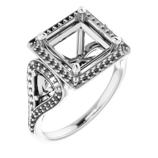 Three-Stone Halo-Style Engagement Ring