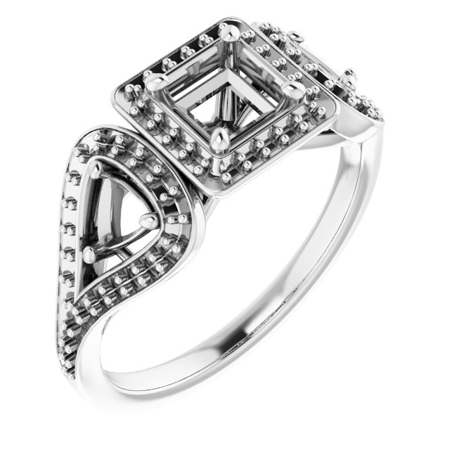 Three-Stone Halo-Style Engagement Ring