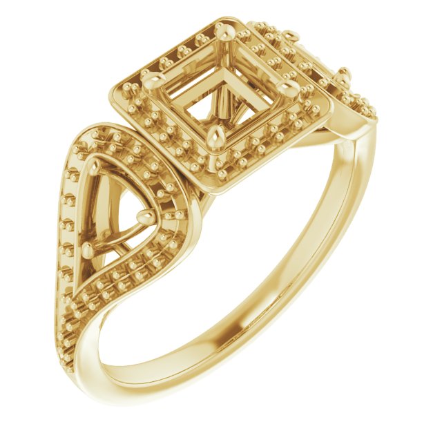 Three-Stone Halo-Style Engagement Ring