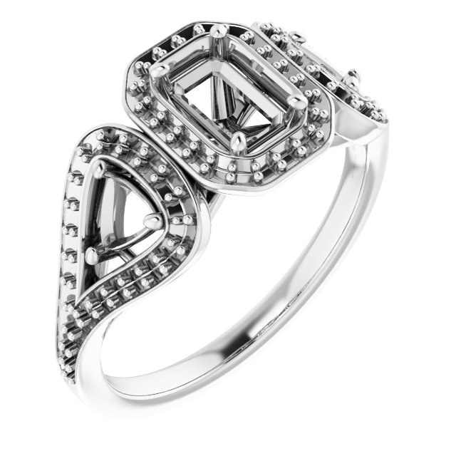 Three-Stone Halo-Style Engagement Ring