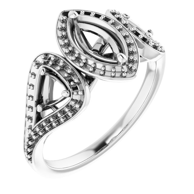 Three-Stone Halo-Style Engagement Ring