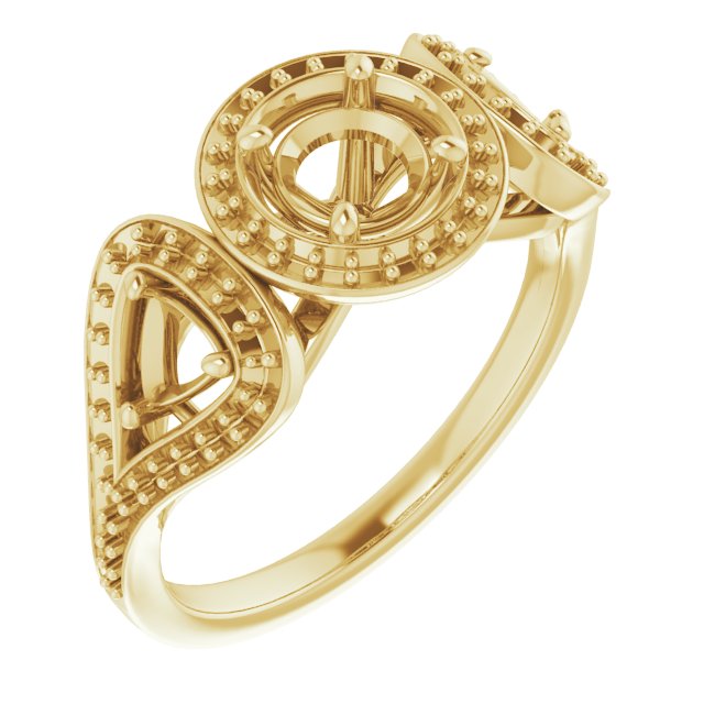 Three-Stone Halo-Style Engagement Ring