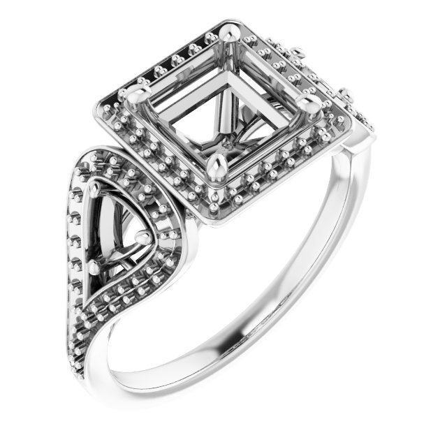Three-Stone Halo-Style Engagement Ring