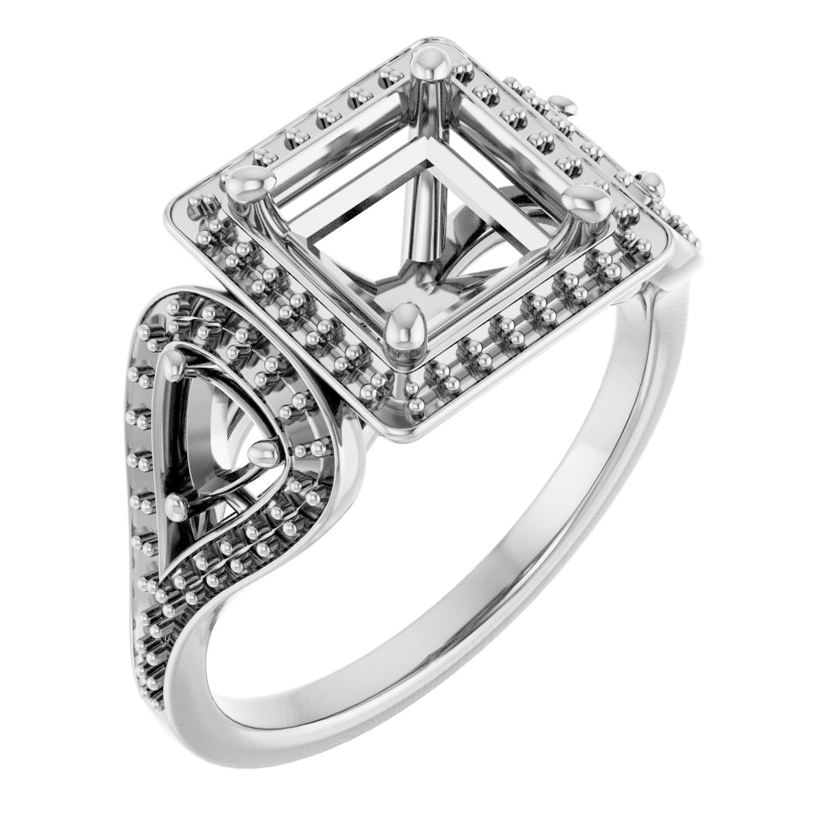 Three-Stone Halo-Style Engagement Ring