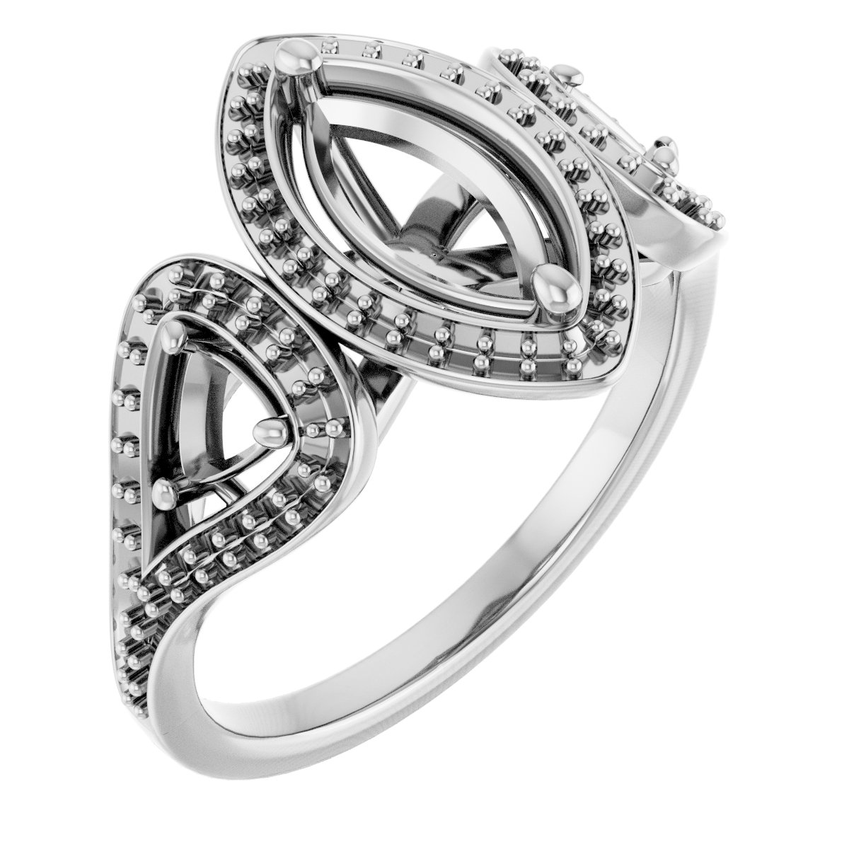 Three-Stone Halo-Style Engagement Ring