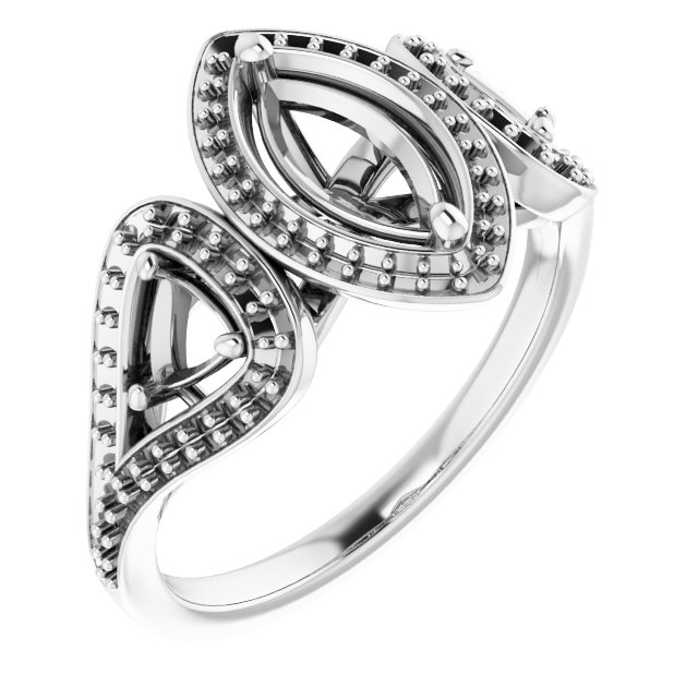 Three-Stone Halo-Style Engagement Ring