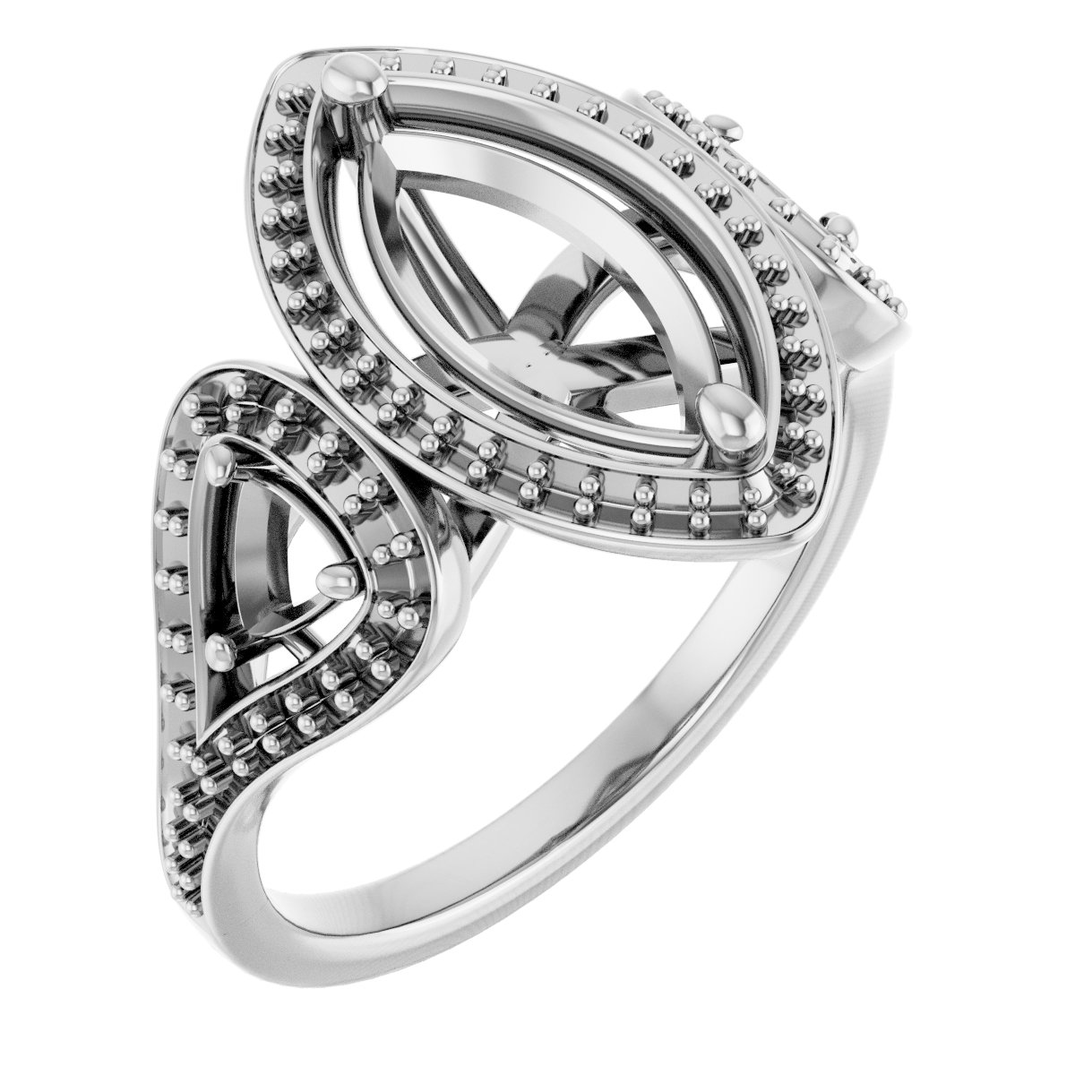 Three-Stone Halo-Style Engagement Ring