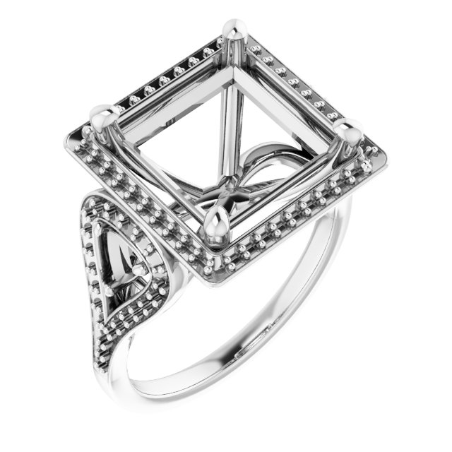 Three-Stone Halo-Style Engagement Ring