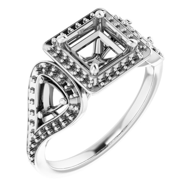 Three-Stone Halo-Style Engagement Ring