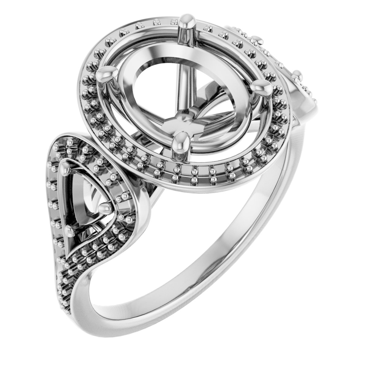 Three-Stone Halo-Style Engagement Ring