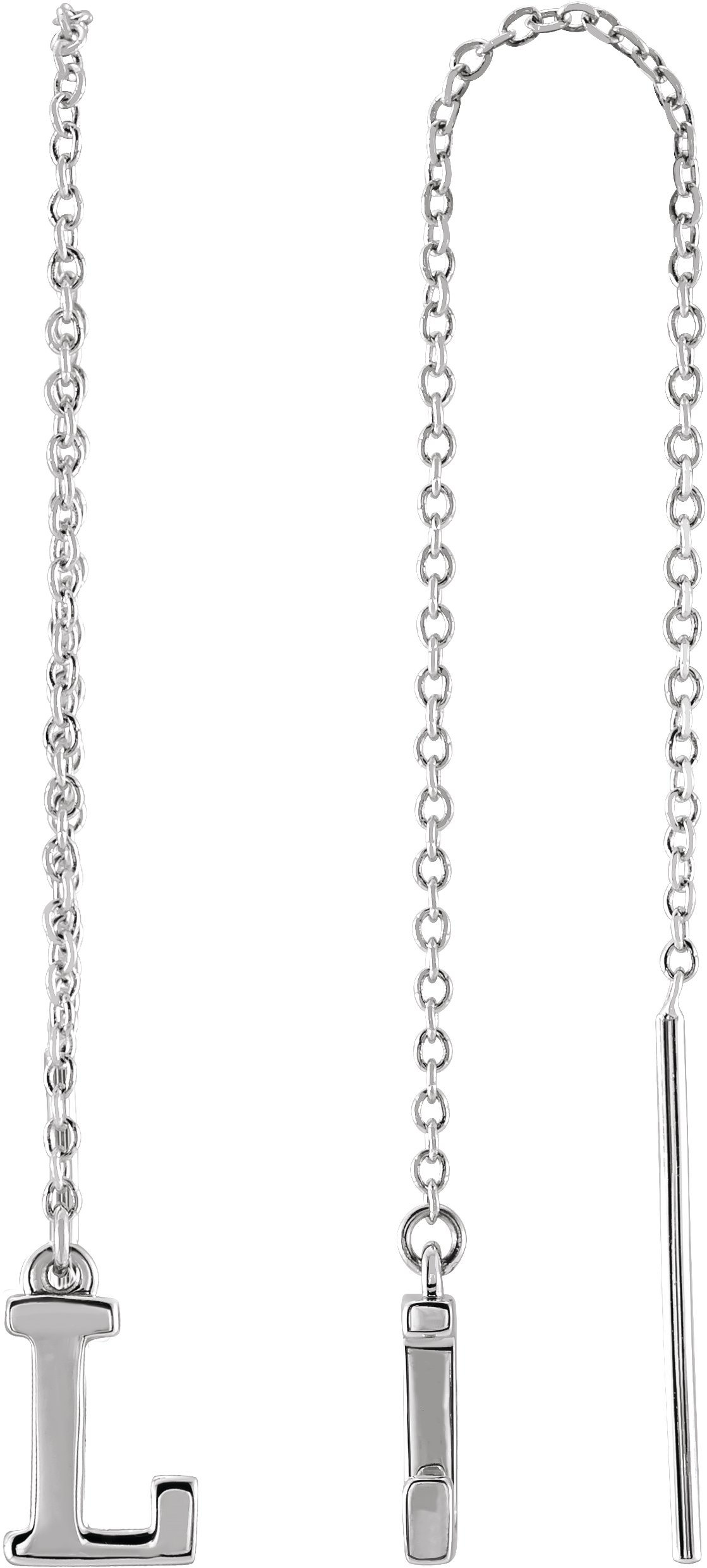 14K White Single Initial L Chain Earring Ref. 17158034