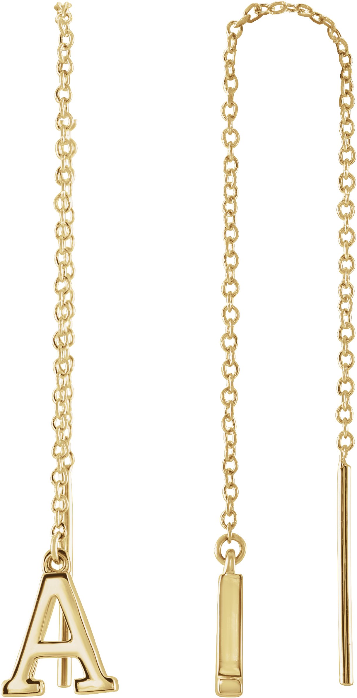 14K Yellow Single Initial A Chain Earring