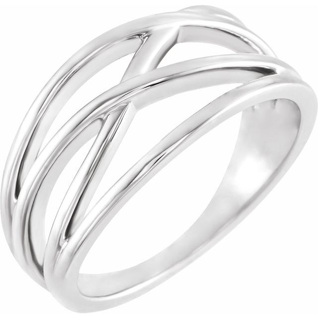 Sterling Silver 10.2 mm Criss-Cross Ring