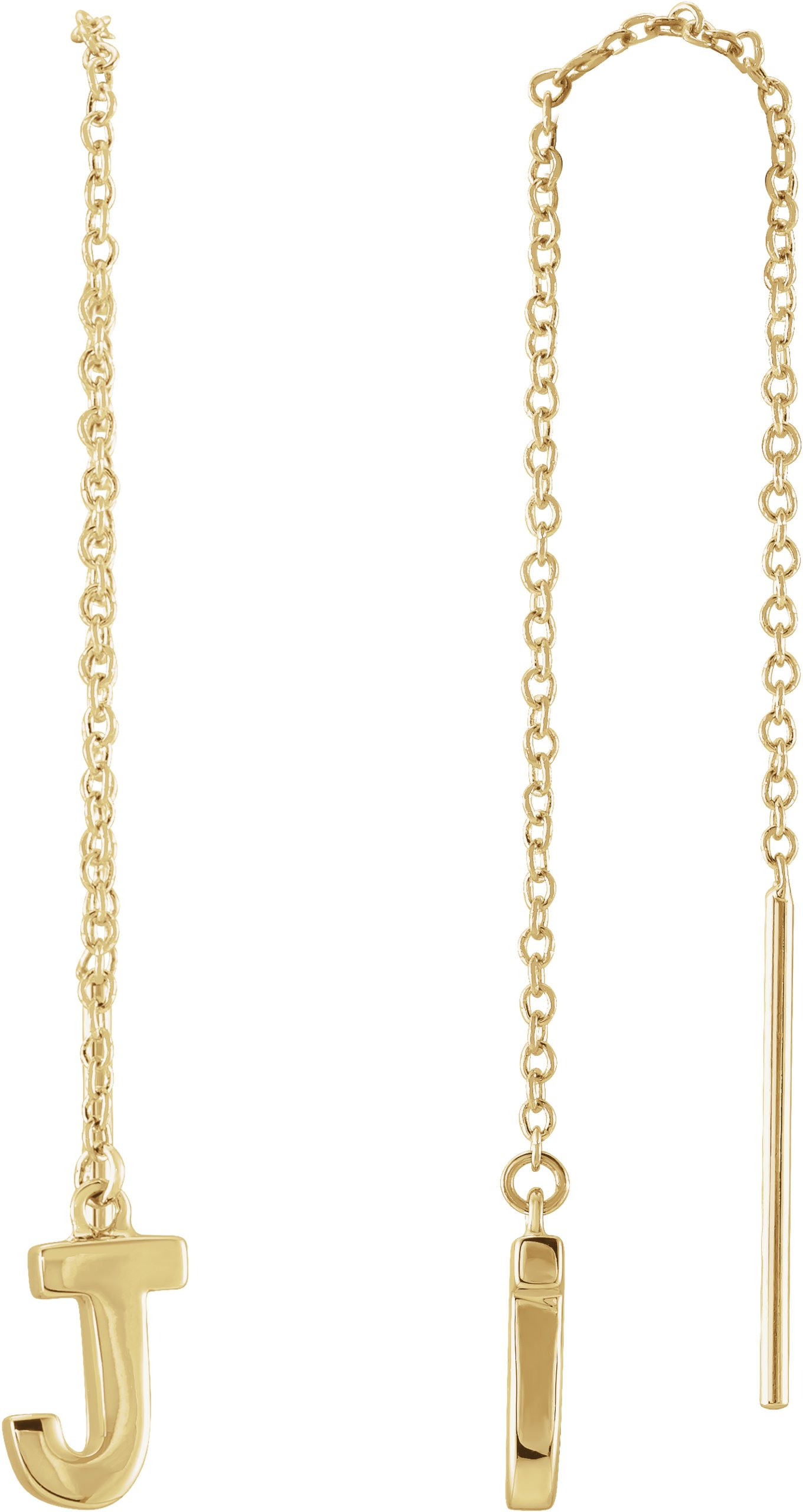 14K Yellow Single Initial J Chain Earring