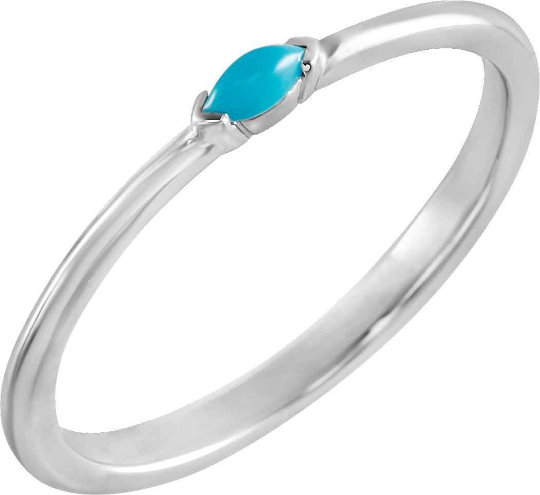 Sterling Silver Natural Turquoise Stackble Ring
