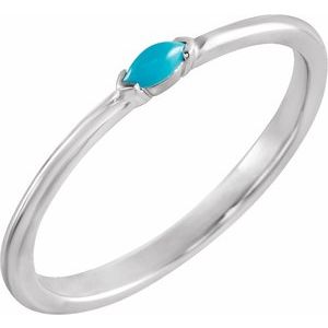 Sterling Silver Natural Turquoise Stackble Ring