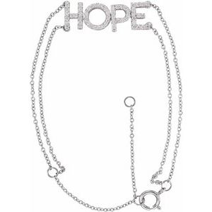 14K White 1/4 CTW Natural Diamond Hope 5-7" Bracelet