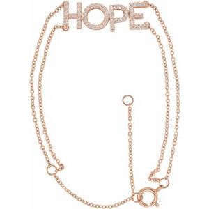 14K Rose 1/4 CTW Natural Diamond Hope 5-7" Bracelet