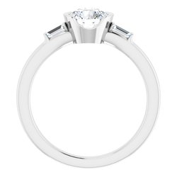 Half Bezel Baguette Accented Engagement Ring