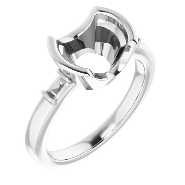 Half-Bezel Baguette Accented Engagement Ring