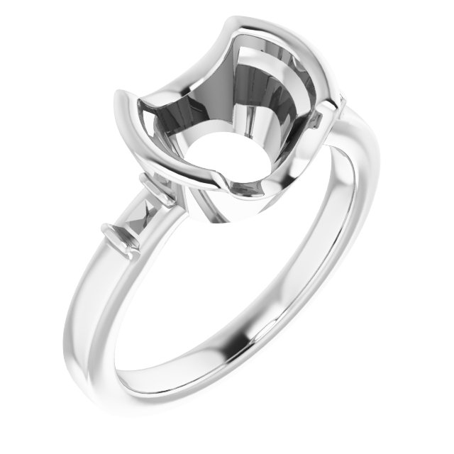 Half-Bezel Baguette Accented Engagement Ring