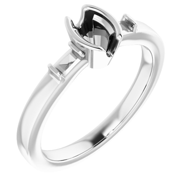 Half-Bezel Baguette Accented Engagement Ring