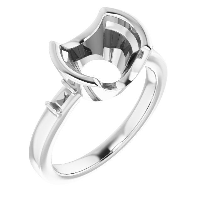 Half-Bezel Baguette Accented Engagement Ring