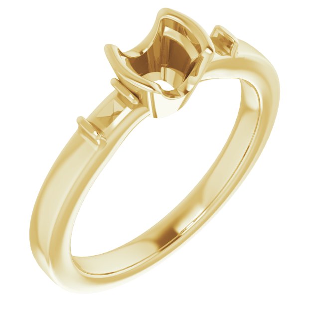 Half-Bezel Baguette Accented Engagement Ring