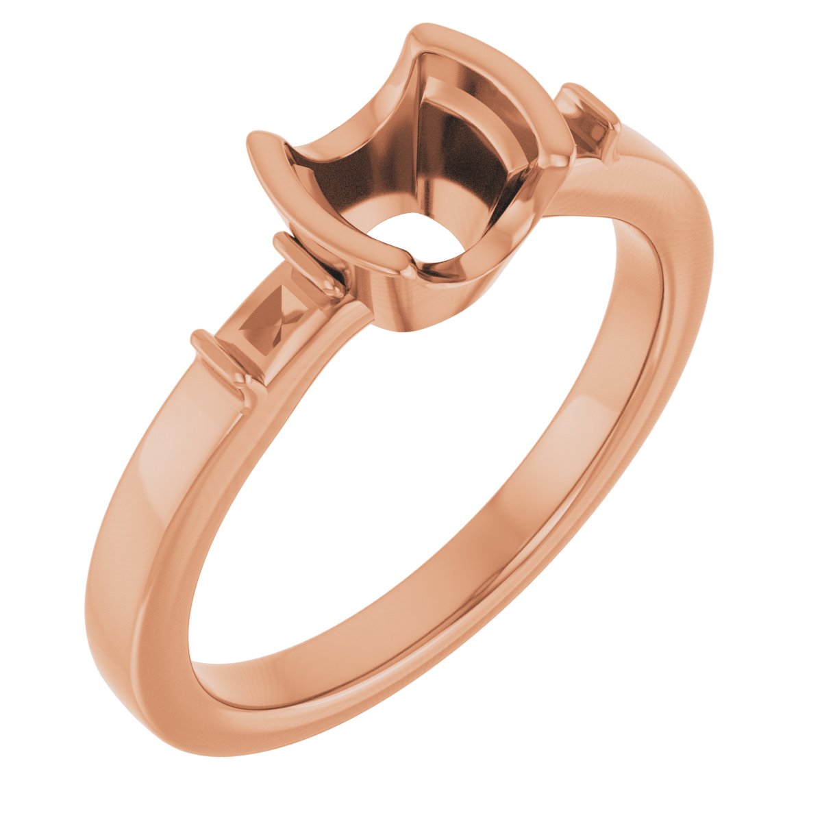 Half-Bezel Baguette Accented Engagement Ring