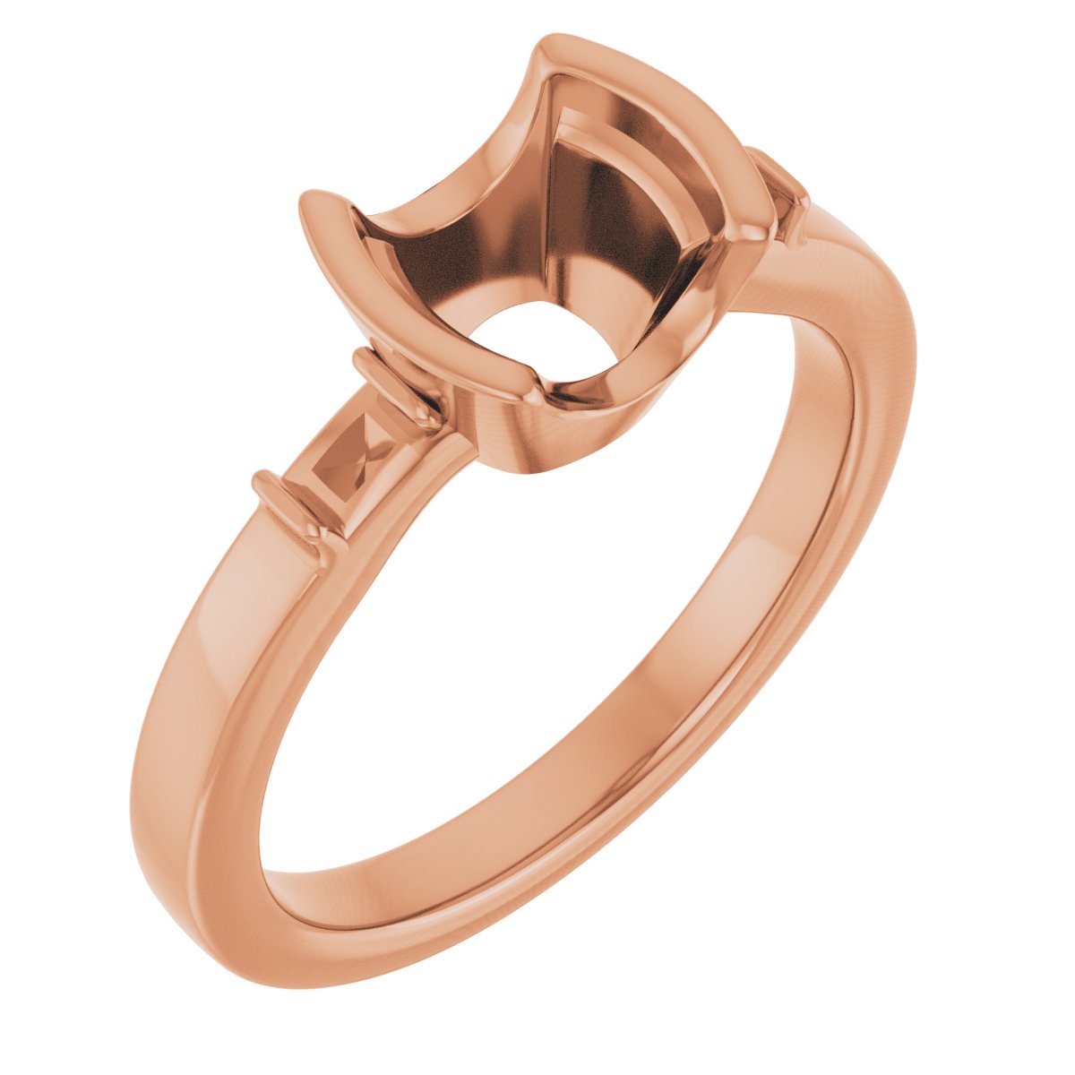 Half-Bezel Baguette Accented Engagement Ring