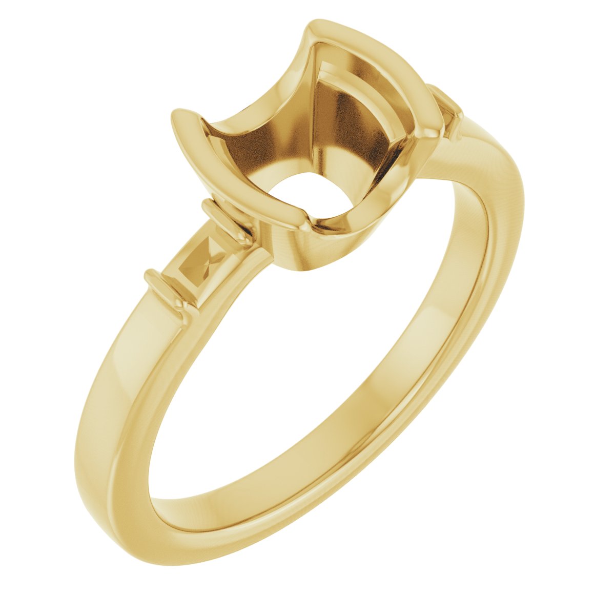 Half-Bezel Baguette Accented Engagement Ring