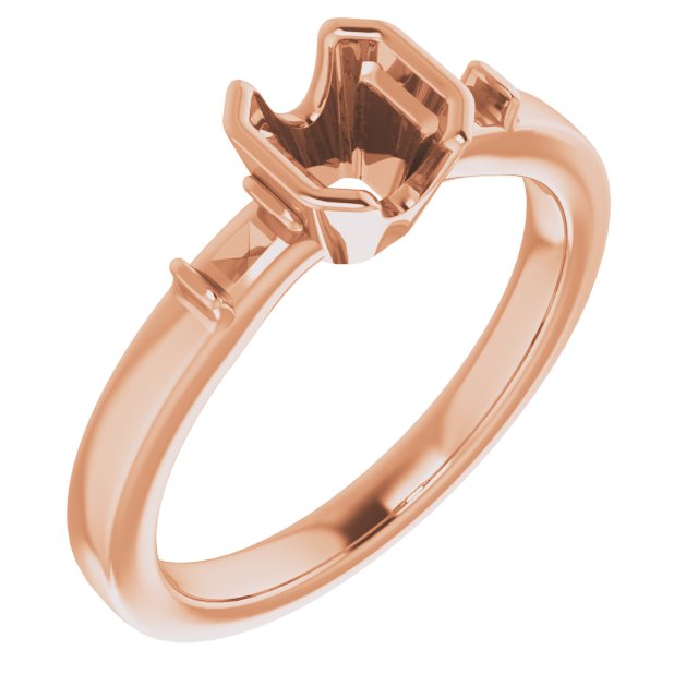 Half-Bezel Baguette Accented Engagement Ring