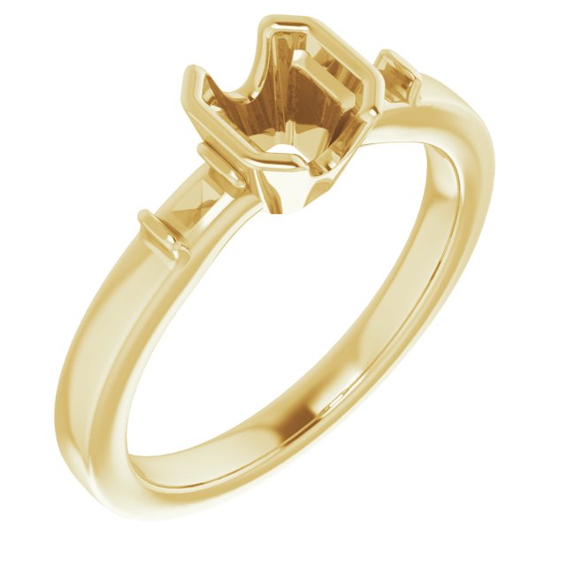 Half-Bezel Baguette Accented Engagement Ring